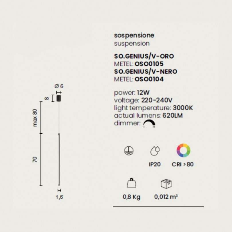 Lampada sospesa GENIUS1 - Ondaluce