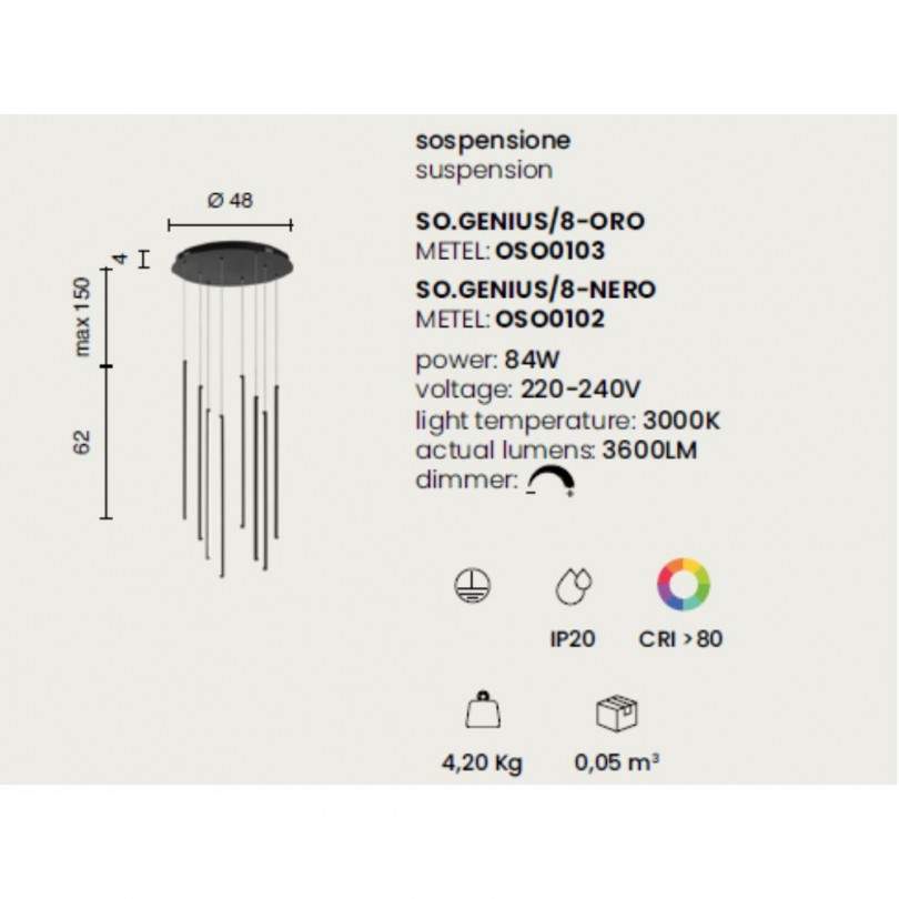 Lampada sospesa GENIUS1 - Ondaluce