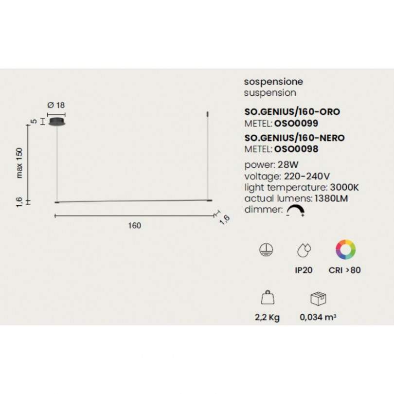 Lampada sospesa GENIUS2 - Ondaluce
