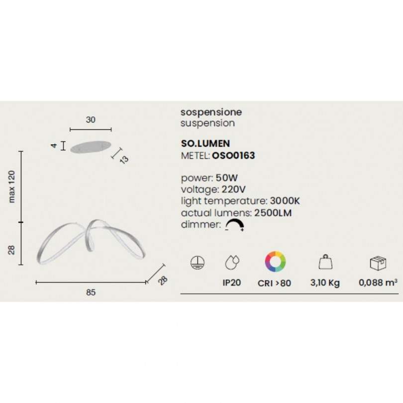 Lampada sospesa LUMEN - Ondaluce