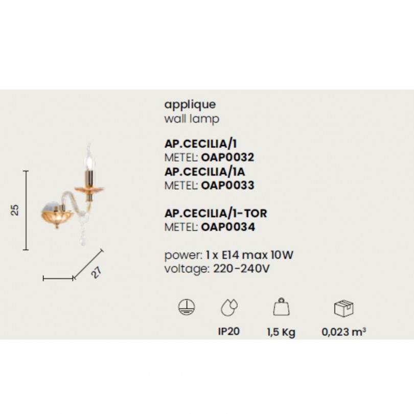 Lampada a parete CECILIA - Ondaluce