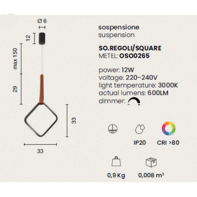 Lampada sospesa REGOLI1 - Ondaluce