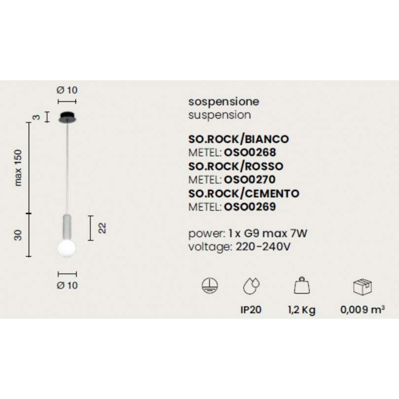 Lampada sospesa ROCK - Ondaluce