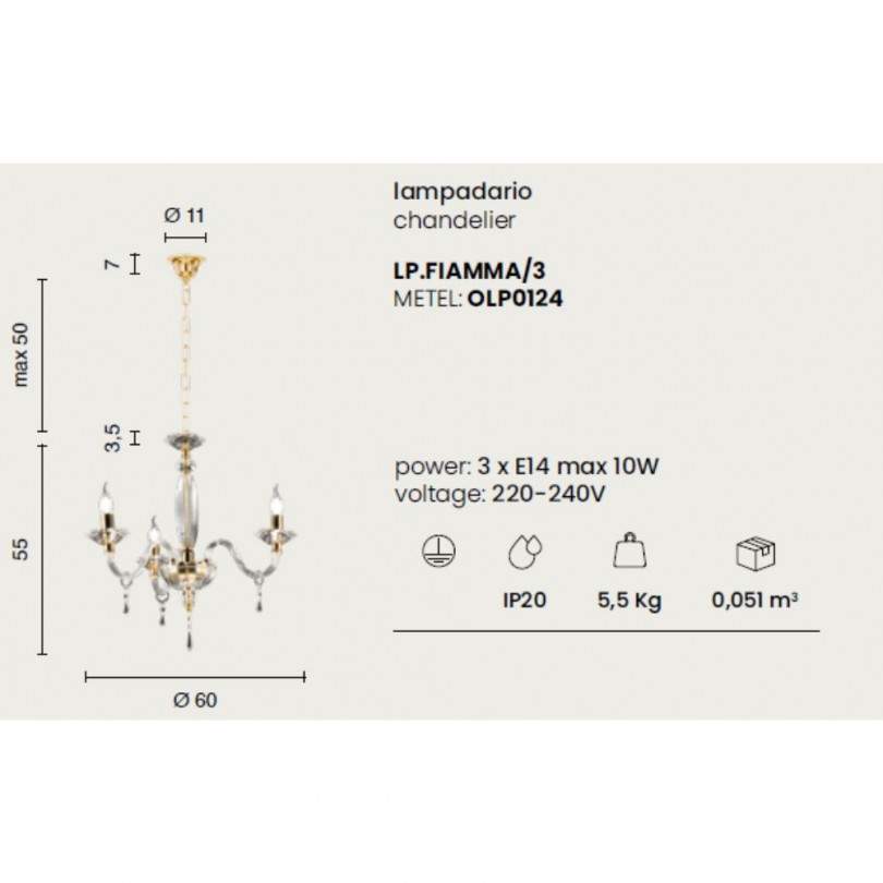 Lampadario FIAMMA - Ondaluce Lampadario FIAMMA - Ondaluce