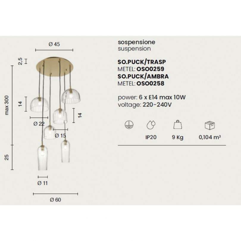 Lampada sospesa PUCK - Ondaluce