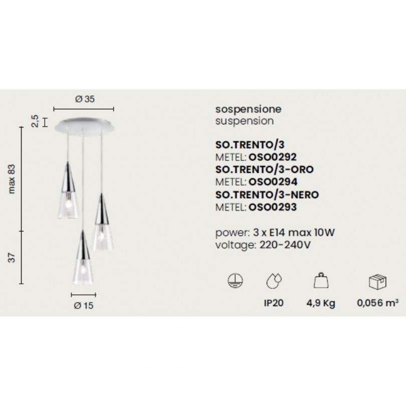 Lampada sospesa TRENTO - Ondaluce