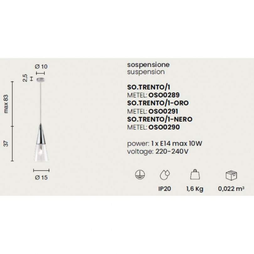 Lampada sospesa TRENTO - Ondaluce