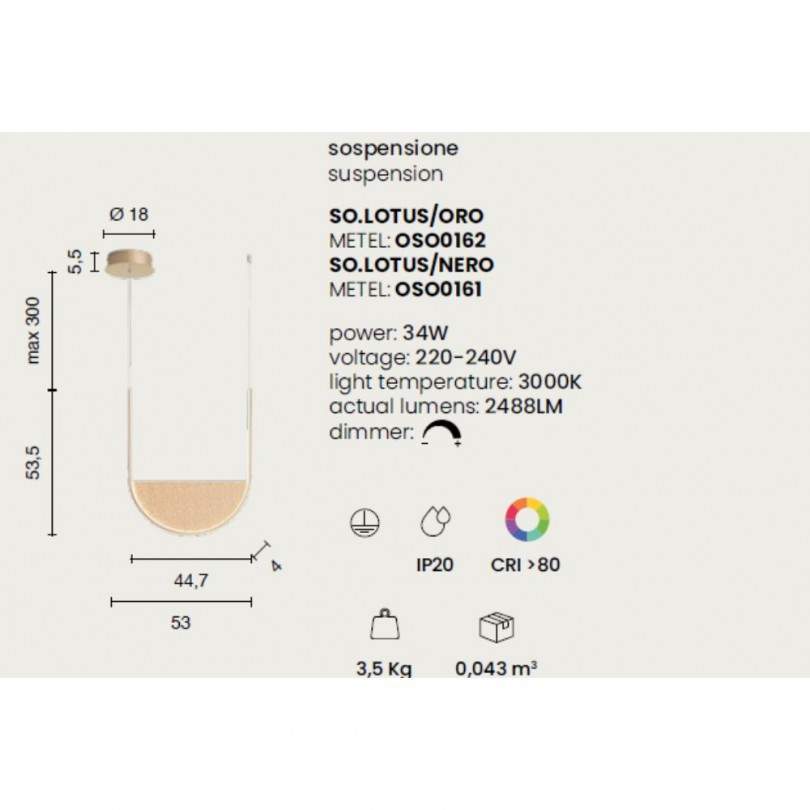 Lampada sospesa LOTUS - Ondaluce