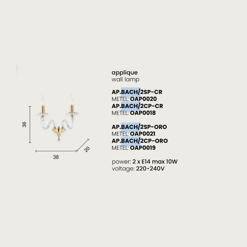 Lampada a parete BACH - Ondaluce Lampada a parete BACH - Ondaluce