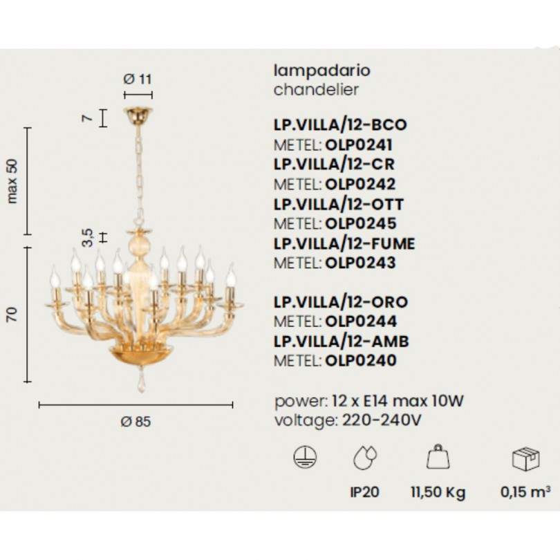 Lampadario VILLA - Ondaluce Lampadario VILLA - Ondaluce