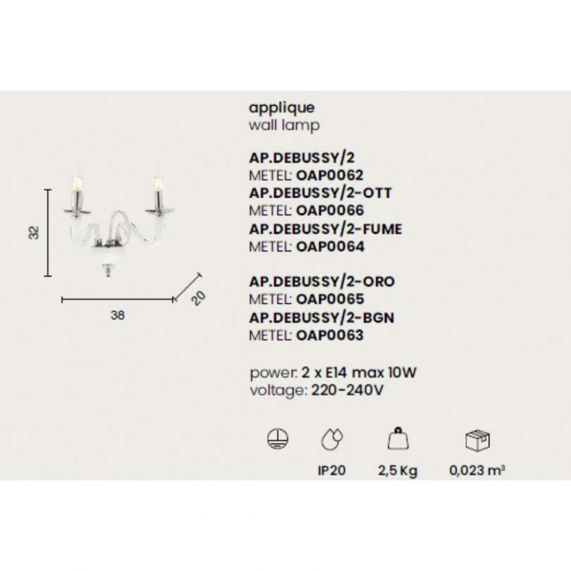 Lampada a parete DEBUSSY - Ondaluce Lampada a parete DEBUSSY - Ondaluce