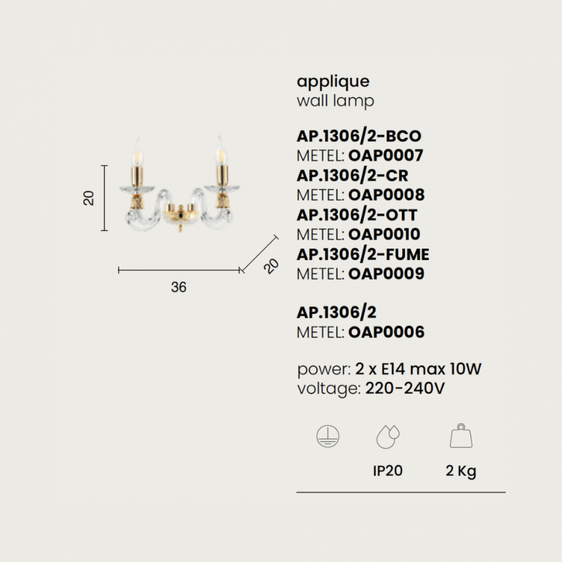 Lampada a parete 1306 - Ondaluce
